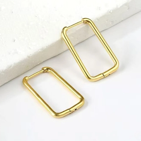 Pendientes De Aro Rectangulares De Acero Inoxidable Grandes Geométricos Minimalistas Joyas De Moda Para Mujeres