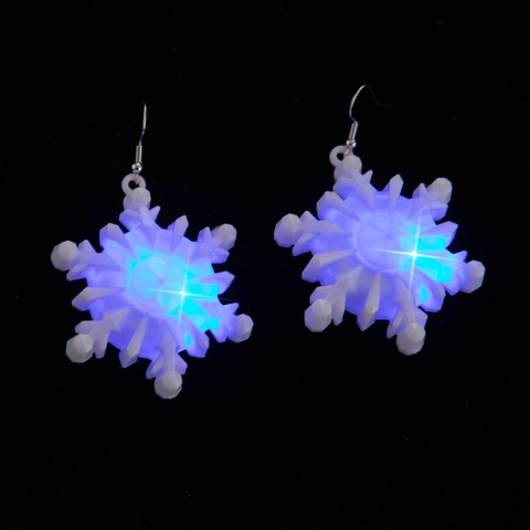 LED Christmas Light Up Earrings Plastic Acrylic With Alloy Hooks Glowing Santa Reindeer Snowman Novelty Holiday Party Jewelry Women