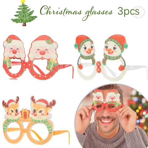 Christmas Party Glasses Frames Santa Claus Snowman Reindeer Gnome Cartoon Festive Eyewear Photo Props For Kids Adults Holiday Party Decor