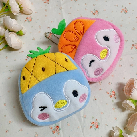 Portamonete In Peluche Pinguino Portachiavi Con Cappello Di Frutta Fragola Ananas Mini Borsa Per Auricolari Ciondolo Per Borsa Regalo