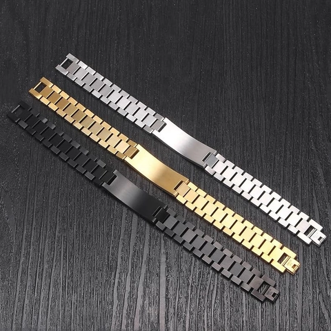 Bracciale Da Uomo In Acciaio Inossidabile Stile Cinturino Per Orologio Catena Lucida Gioielli Geometrici