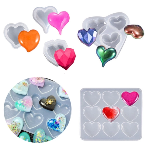 Molde De Silicona En Forma De Corazón Fundición De Resina Diy Joyería Colgante Herramienta De Fabricación Fondant Chocolate Decoración