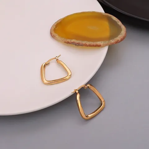 Franse Vintage Overdreven U-Vormige Geometrische Creolen Voor Dames Titaniumstaal 18K Vergulde Minimalistische Oorbellen