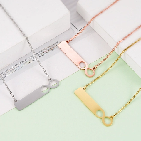 Collana A Barra Verticale Con Simbolo Dell'infinito In Acciaio Inossidabile Gioielli Lucidati A Specchio Per Donna Moda Minimalista