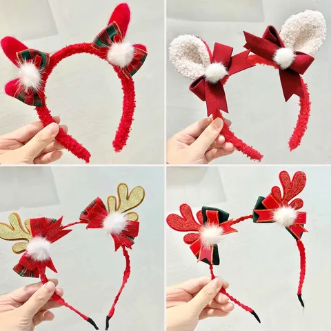 Weihnachts Haarreif Rentier Geweih Plüsch Haarbänder Pailletten Nikolausmütze Party Haarschmuck Damen Kinder Dekoration
