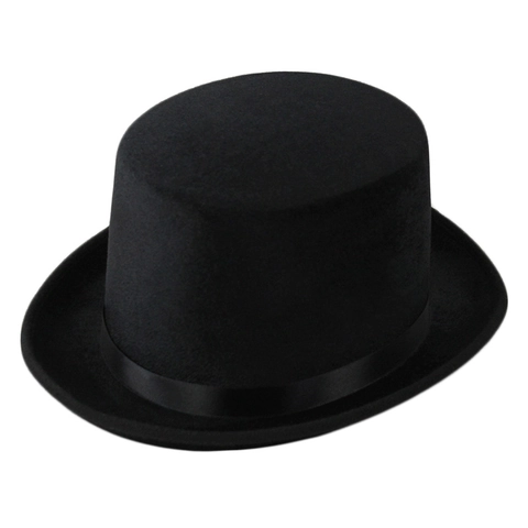 Classic Black Top Hat Vintage Magician Costume Lincoln Hat With Satin Ribbon Band For Halloween Party Gentleman Style