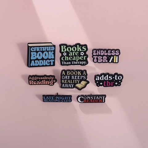 Broches En Émail Thème Lecture Livre Alliage De Zinc Badge Avec Citations Inspirantes Pour Décoration De Vêtements Sac À Dos