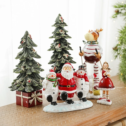 Ornamenti Di Natale Resina Babbo Natale Pupazzo Di Neve Renna Angelo Statuette Scrivania Arredamento Festivo