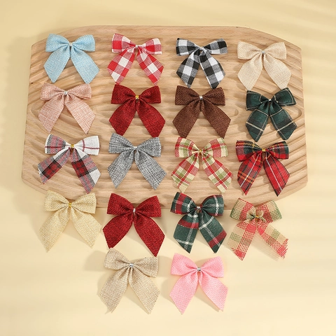 Christmas Bows Decorative Burlap Fabric Buffalo Plaid Ribbons For Christmas Tree Wreaths Gift Wrapping DIY Crafts Party Decor