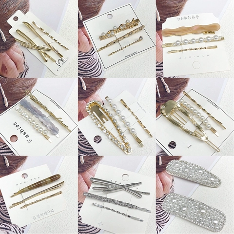 Pinces à Cheveux Alliage Künstliche Perle Artificielle Strass Barrettes Latérales Style Coréen Accessoires Pour Femmes Mode
