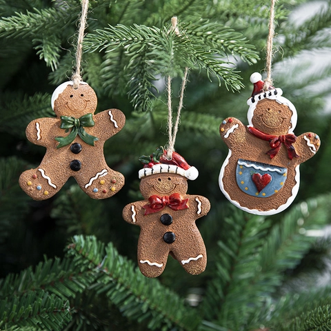 Ornements Suspendus De Bonhomme De Pain D'Épices De Noël En Résine Style Biscuit Peint Décoration D'Arbre Fête Maison