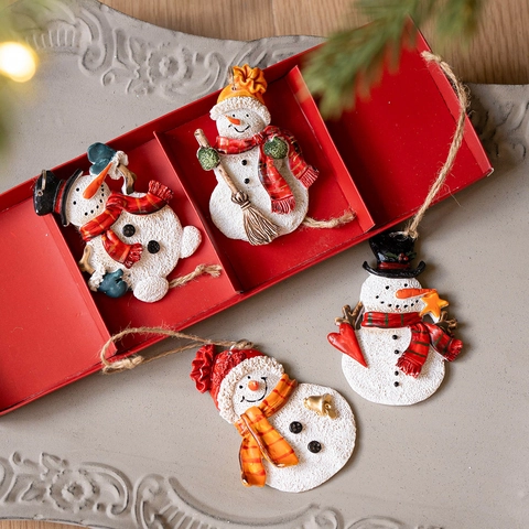 Decorazioni Natalizie in Resina Stile Vintage Americano Babbo Natale Pupazzo di Neve da Appendere per Albero di Natale Casa