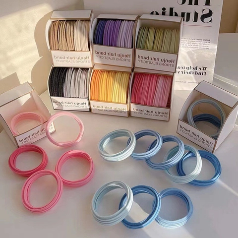 Seamless Gradient Color Hair Ties High Elasticity Fabric Ponytail Holders Soft Damage Free Scrunchies For Women Girls