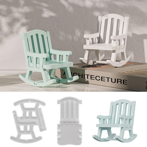 Rocking Chair Silicone Mold DIY Adirondack Style Miniature Furniture Splicing Resin Gypsum Crafting Tool Retro European Design