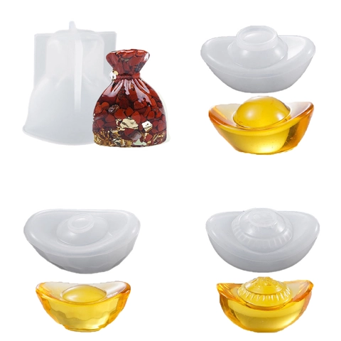 Silikonformen Chinesischer Geldbeutel Goldbarren Für DIY Harz Kerze Aromatherapie Ornamente Kuchen Dekorieren