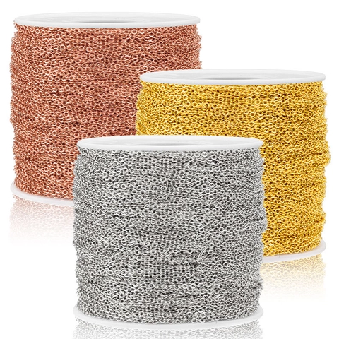 Catena In Acciaio Inossidabile Maglie Piatte Per Creazione Gioielli DIY Rotolo Resistente Allo Scolorimento Placcato Sotto Vuoto Per Collane Bracciali