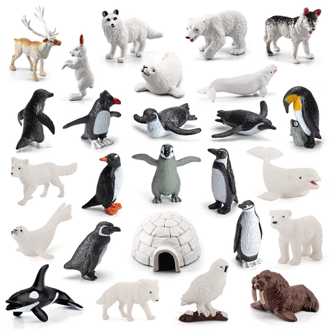 Realistic Polar Animal Figures Plastic Arctic Wildlife Models Penguin Polar Bear Seal For Education Home Decor