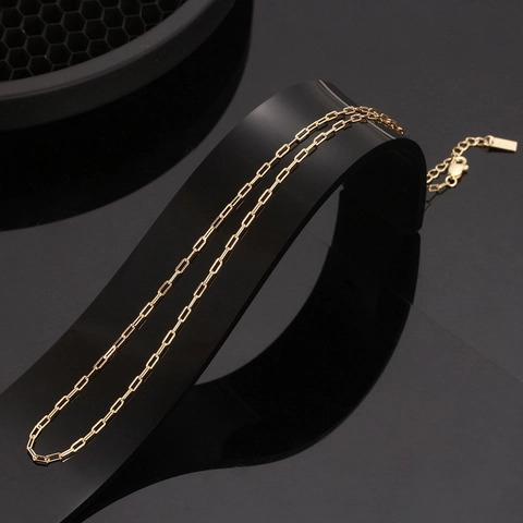 Collana A Catena Graffetta Argento Sterling 925 Placcato Oro 14K Minimalista Geometrico Gioielli Regolabili Per Donna