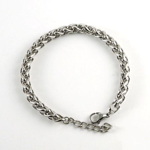 Stainless Steel Wheat Chain Bracelet 18K Gold Plated Vintage Hip Hop Adjustable Spiga Link Jewelry For Men Women