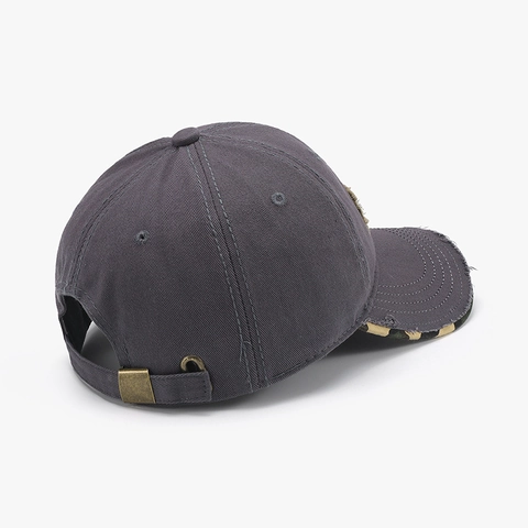 Distressed Cotton Baseball Cap Camouflage Under Brim Vintage Washed Embroidery Adjustable Sun Hat For Men Women