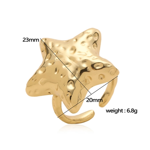 Anillos Abiertos de Cobre Bañados en Oro de 18K Vintage para Mujer Luna Estrella Corazón Ajustable Textura Individual Joyería