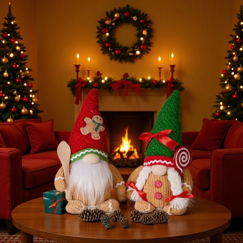 Weihnachts Lebkuchenmann Gnom Plüschtier Gestrickte Gesichtslos Schwedische Tomte Puppe Feiertag Tischdeko Ornament Haus