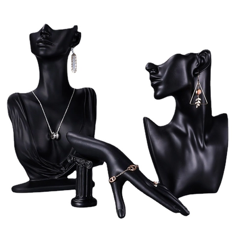 Resin Jewelry Display Stand Portrait Bust Hand Model Necklace Earring Bracelet Ring Holder Organizer Modern Art Prop