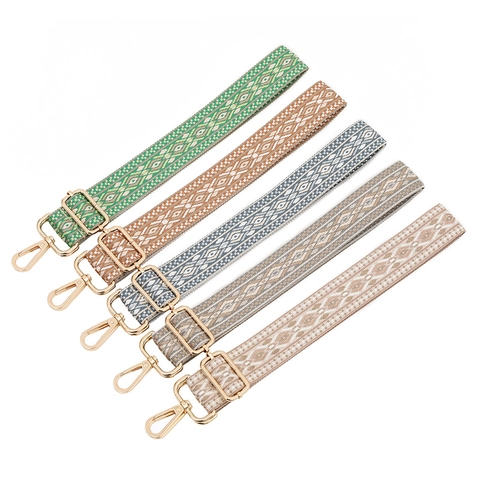 Etnische Stijl Jacquard Tasriem Verstelbare Brede Schouderband Vervanging Voor Crossbody Tas Boheems Geometrisch Patroon