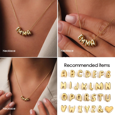 Vintage Stainless Steel Bubble English Alphabet Letters Charms Pendant Jewelry Making DIY Beads Accessories For Necklace Bracelet