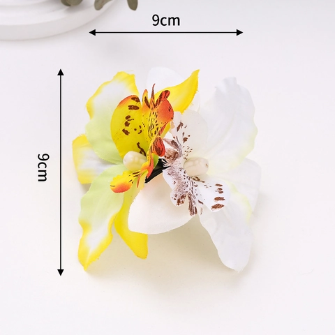 Pinza Para El Pelo De Orquídea Realista Tela Pétalos Con Manchas Bohemio Playa Vacaciones Tocado Mujeres Dulce Accesorios Viaje