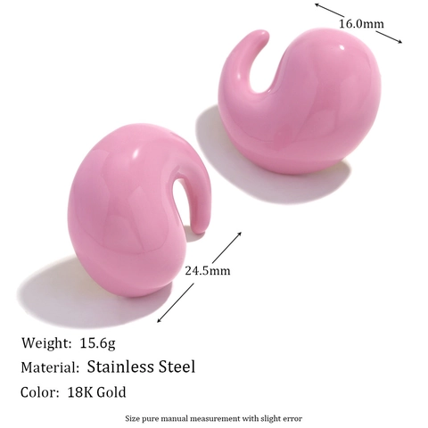 Pendientes de Botón de Acero Inoxidable con Forma de Coma Diseño de Nicho Baño de Oro de 18K Color Caramelo Joyería para Mujer