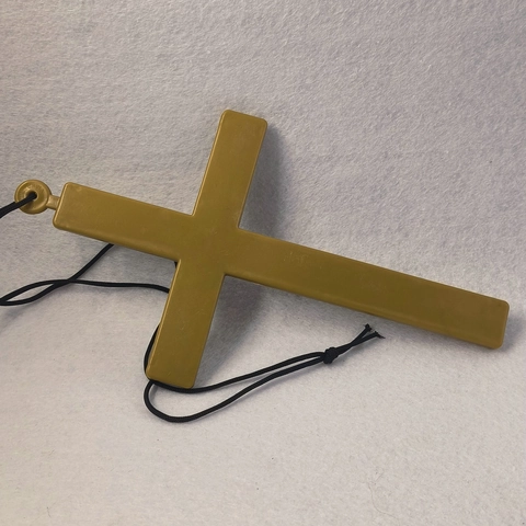 Plastik Kreuz Halskette Gold Priester Nonne Kostüm Requisite Mit Schwarzer Kordel Für Halloween Party Cosplay Rollenspiel