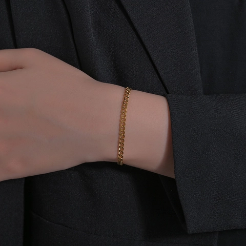Bracciale A Catena Curb In Acciaio Inossidabile Gioielli Cuban Link Minimalisti Per Uomini E Donne Con Chiusura A Moschettone