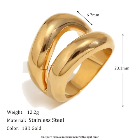 Anello A Forma Di Labbra Acciaio Inossidabile Placcato Oro 18K Onda Irregolare Design Di Nicchia Gioielli Per Donna