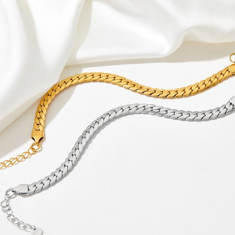 Collana E Bracciale A Catena Curb In Acciaio Inossidabile Lucidato Gioielli In Stile Vintage Per Donne