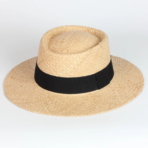 Natural Raffia Straw Boater Hat Wide Brim Sun Protection Summer Beach Vacation French Style Elegant Women