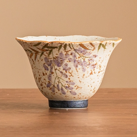 Servizi Da Tè In Ceramica Dipinti A Mano Motivo Glicine Bordo Dorato Porcellana Vintage Tazza Teiera Gaiwan Accessori Tè