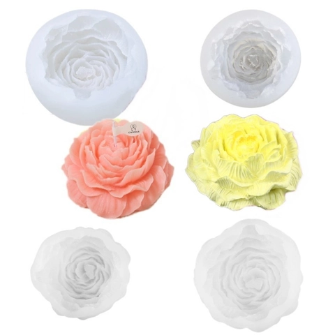 3D Flower Silicone Mold Rose Peony Camellia Shaped For DIY Candle Soap Resin Plaster Cake Baking Tool Reusable