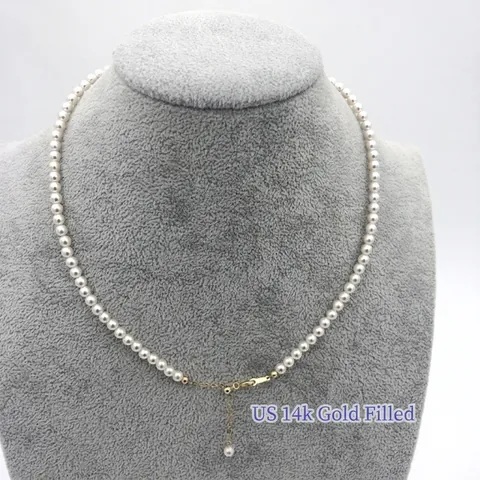 Elegant Artificial Pearl Necklace For Women 925 Sterling Silver 14K Gold Filled Adjustable Clavicle Chain Jewelry Gift