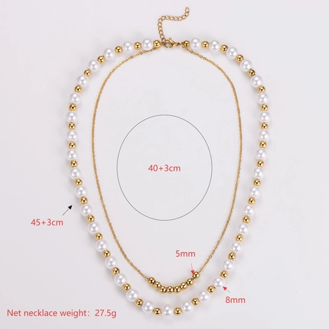 Collana A Strati Acciaio Inossidabile 304 Placcato Oro 18K Künstliche Perle Simulate Accessorio Di Moda Minimalista