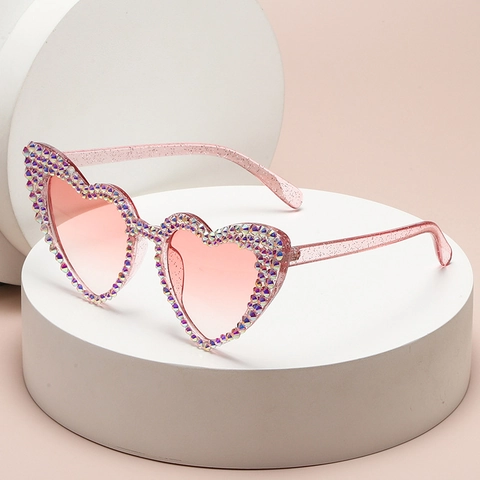 Occhiali Da Sole Con Strass A Forma Di Cuore Da Donna Montatura In PC Protezione UV400 Moda Party Y2K Retrò