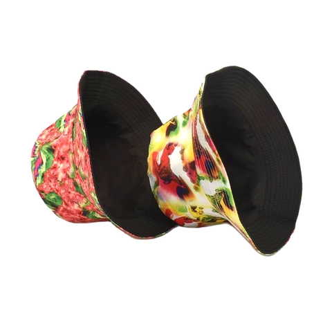 Abstract Print Bucket Hat Polyester Double Sided Sun Protection Outdoor Streetwear Trendy Sunscreen Casual Unisex