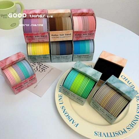 Lot Elastiques A Cheveux A Haute Elasticite Bandes De Cheveux Elastiques Colorees Pour Femmes Filles Porte-Queue De Cheval Durable