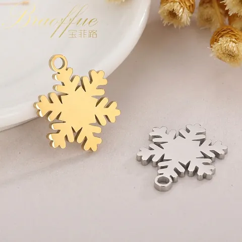 Pendentif Flocon De Neige En Acier Inoxydable Pour Création De Bijoux DIY Charme De Noël Accessoire De Mode Femmes Hommes