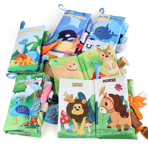 Libro In Stoffa Morbida Per Neonati Con Code Di Animali Testurizzate Carta Frusciante Giocattolo Educativo Lavabile