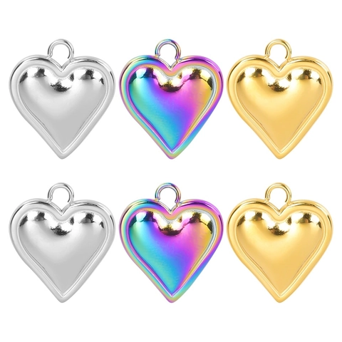 Heart Pendant Stainless Steel Vacuum 18K Gold Plated Tiny Smooth DIY Necklace Accessory Minimalist Fashion Jewelry