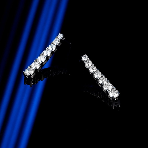 925 Sterlingsilber Lange Quasten Ohrhänger Für Damen Moissanit Zirkonia Elegant Geometrisch Eingelegt High End Schmuck Geschenk
