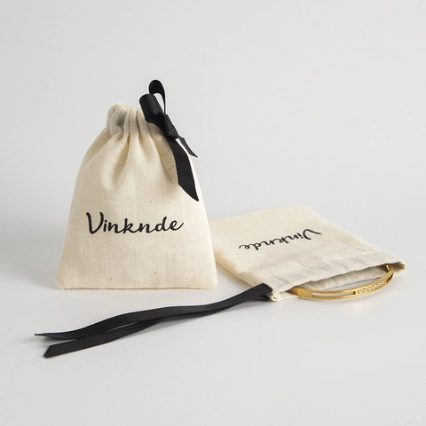 Schmuckbeutel Kordelzug Baumwolle Leinen Schmuckverpackung Mit Schwarzer Schleife Für Kleine Geschenke Elegante Stoffbeutel