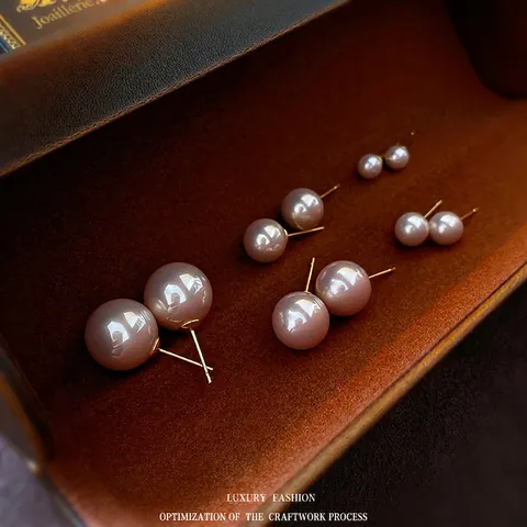 Elegant Round Artificial Pearl Stud Earrings With 925 Sterling Silver Earring Post Minimalist Geometric Fashion Accessory For Women
