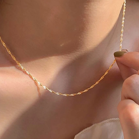 Minimalist Dainty Chain Necklace Alloy Thin Adjustable Link Choker Fashion Jewelry For Women